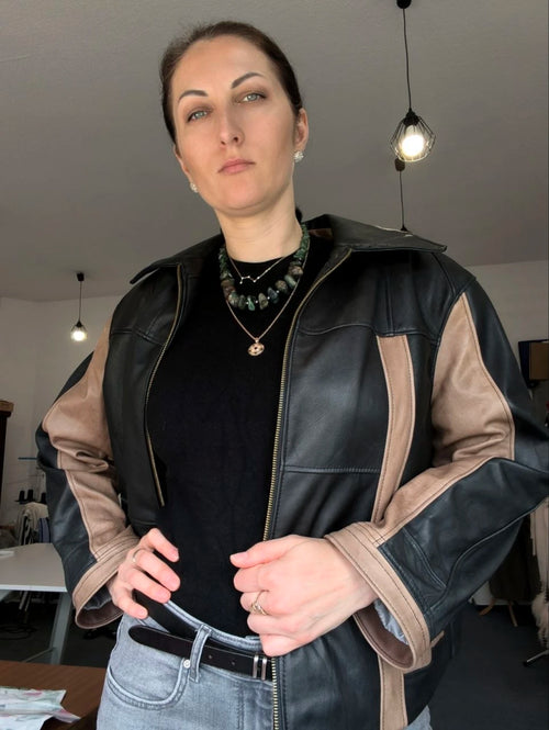 Kurtka skórzana patchwork na zamówienie | Upcycling