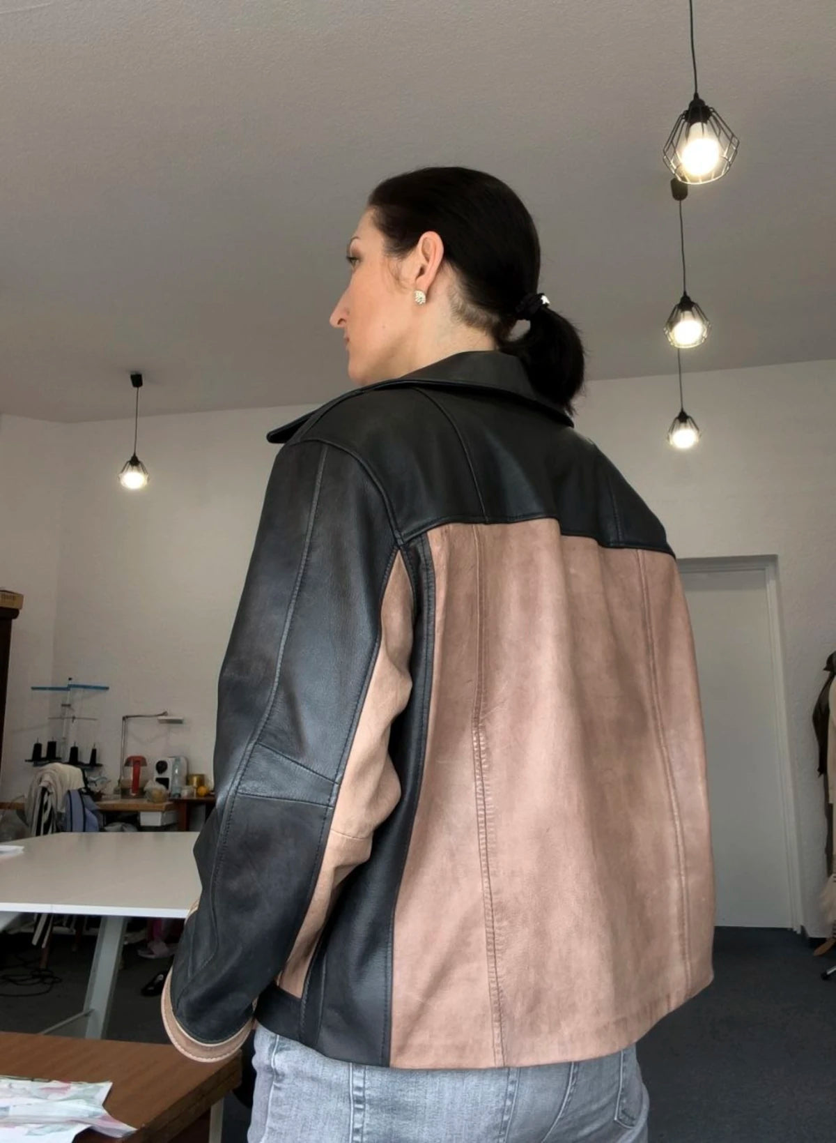 Kurtka skórzana w stylu paczwork